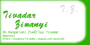 tivadar zimanyi business card